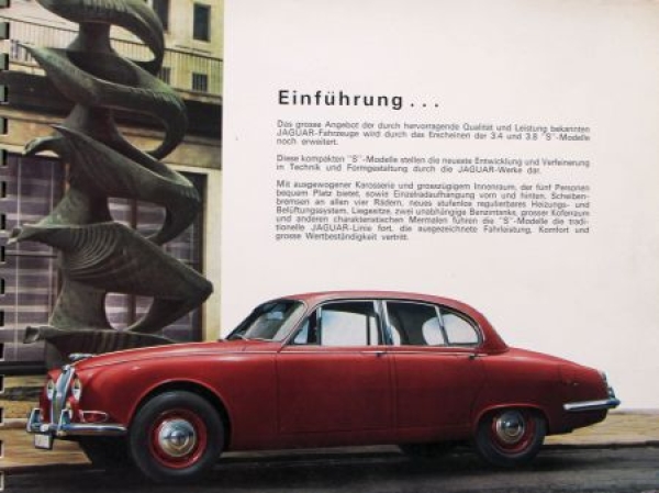 Jaguar S Modell 3.4 Modellprogramm 1964 Automobilprospekt (7709)